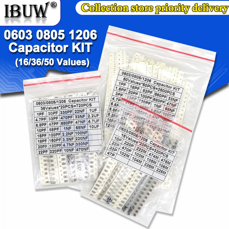 1pack 16/36/50Values 320PCS 720PCS 2500PCS 0603 0805 1206 SM