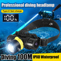 Professional LED Scuba Diving Headlamp XHP70 IPX8 Rate Water