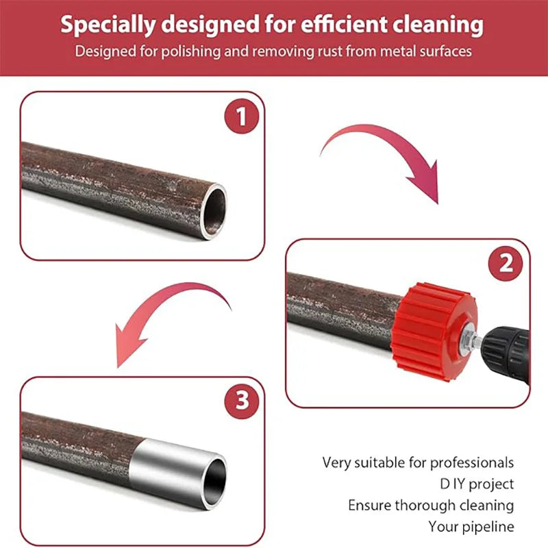 1/2 3/4 1 Copper Pipe Cleaner Tube Cleaning Brush Tool Set C
