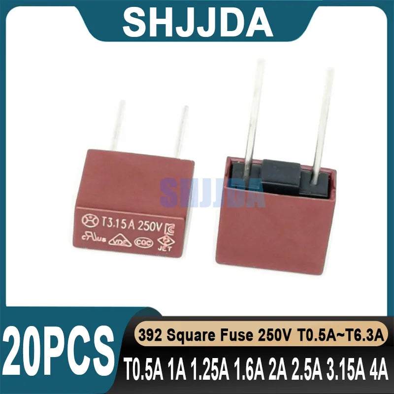 (20 pieces) 392 Fuse Square 250V T0.5A T1A T1.25A T1.6A T2A 