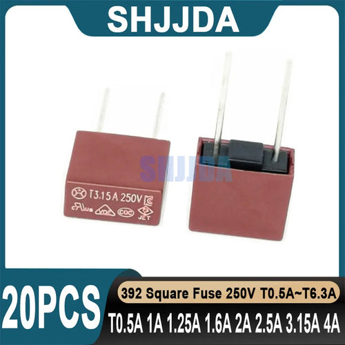 (20 pieces) 392 Fuse Square 250V T0.5A T1A T1.25A T1.6A T2A 