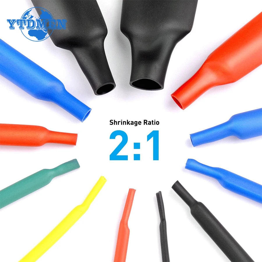 127pcs Heat Shrink Tubing 2 1 Black Thermoresistant Tube Car