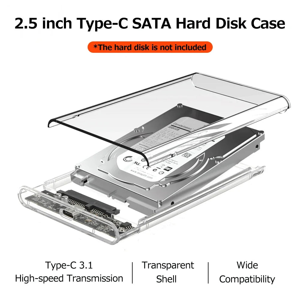 USB 3.0/Type C HDD Enclosure 2.5 inch SATA SSD External Hard