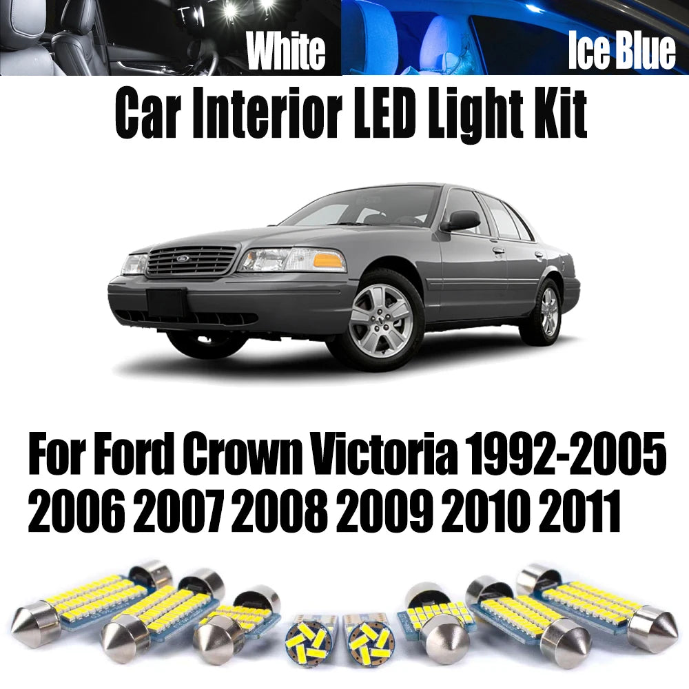 Bulbs For Ford Crown Victoria 1992-2007 2008 2009 2010 2011 Car LED Interior Dome Map Reading Light Kit for