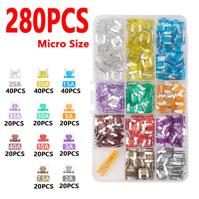 Super Mini Car Fuse Set Combination 202/102 Pcs Automotive Circuit Breaker Collection