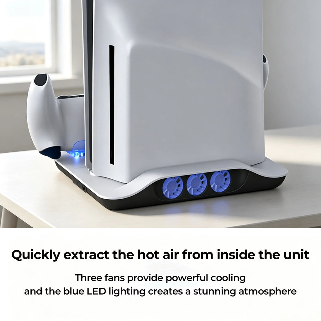 Multi-Functional Vertical Cooling Stand For PS5/PS5 Slim/PS5