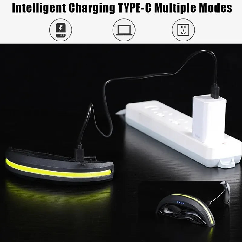 Portable COB Headlamp Rechargeable Red and White Light Work 