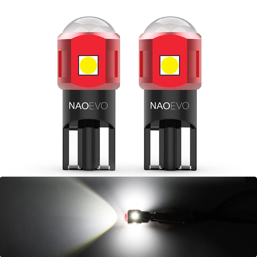 NAO 2x W5W T10 LED Ultra Bright 5W5 12V 24V 4W 600Lm Car Interior Side Light Auto Bulb Warm White Amber Red Powerful Marker Lamp