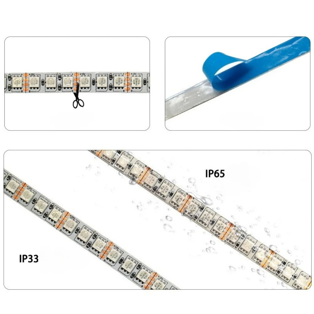 DC12V RGB LED Light Strip 5m One Roll SMD5050 30/60LED/M IP6