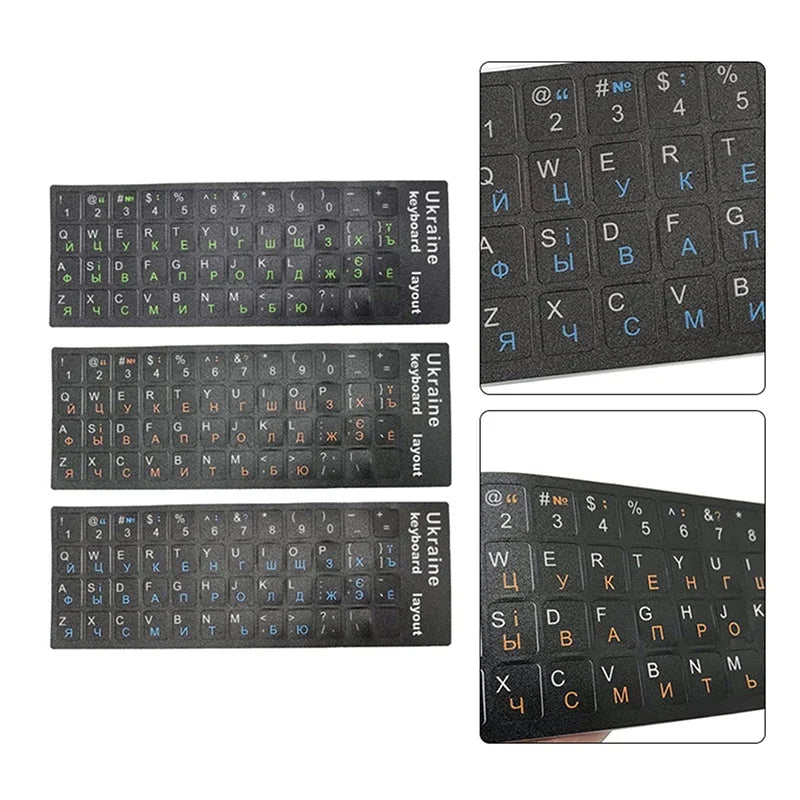 Ukrainian Keyboard Stickers Durable Alphabet Black Backgroun