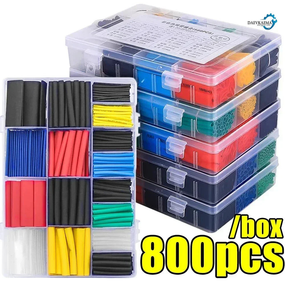 800pcs With Box Heat Shrink Tube Kit Thermoresistant Tubing 