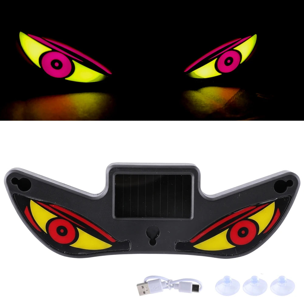 Solar LED Devil Eyes Windshield Warning Flashing Signal Indicator Car LED Ambient Lights with Suction Cup for SUV Auto Window