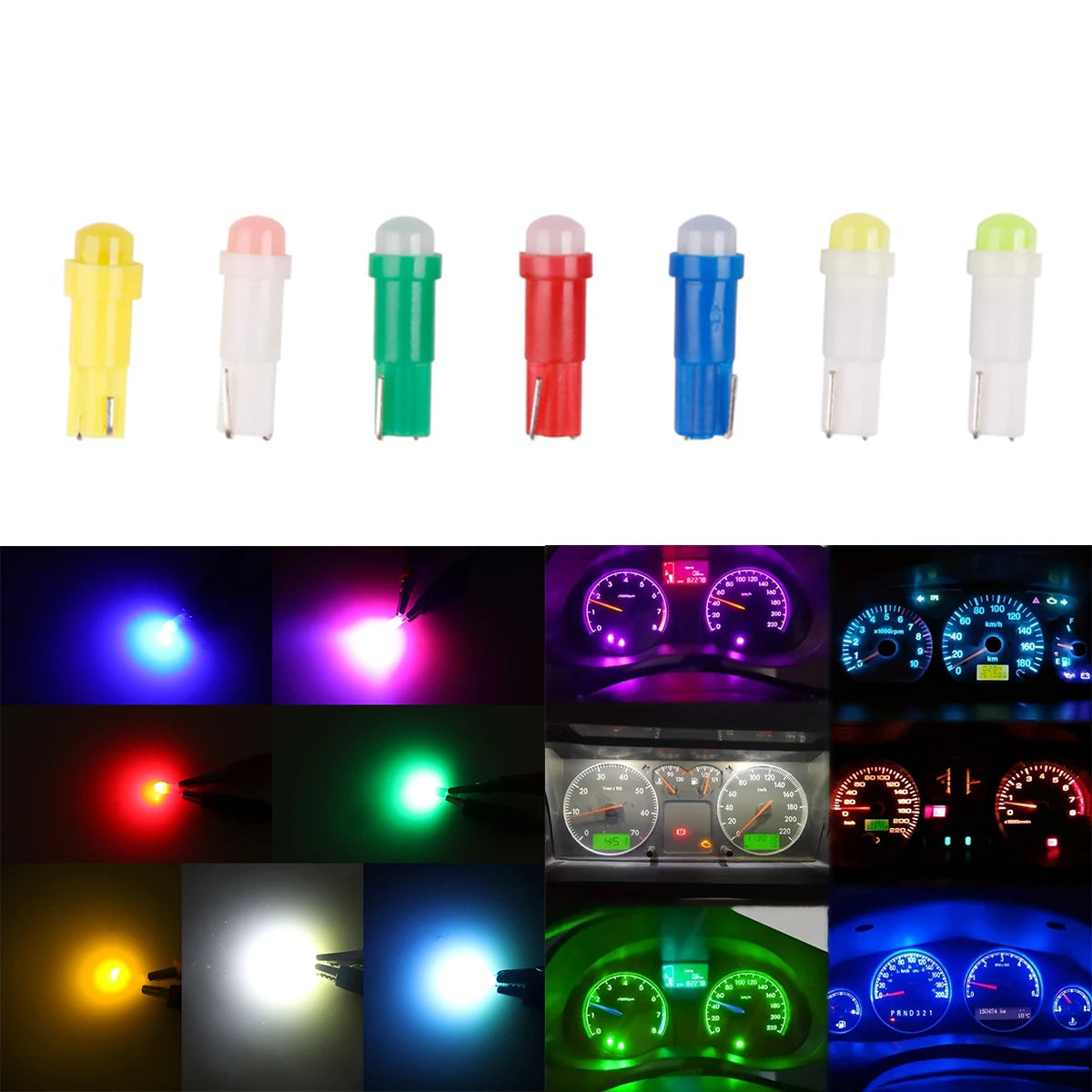 10/20pcs Car Wedge Dashboard Light T5 LED W3W Silicone Gauge