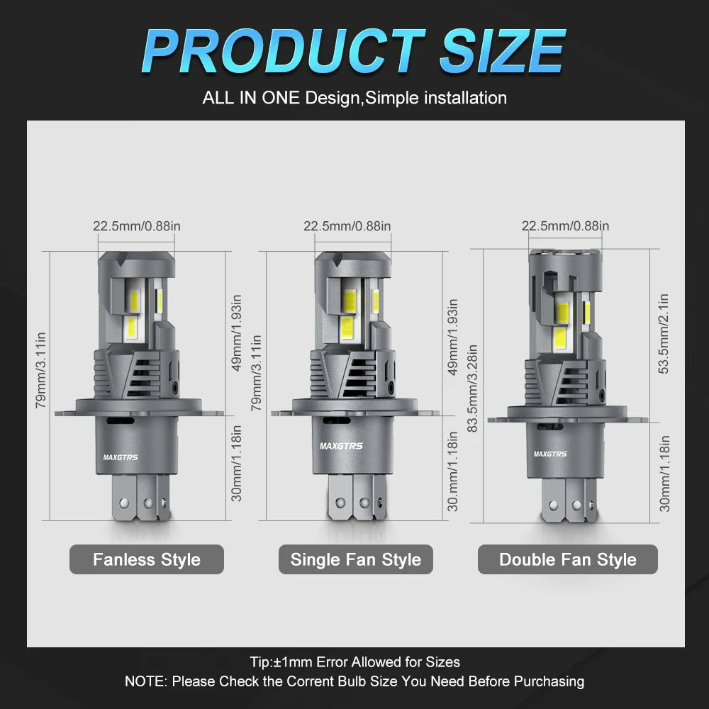 New MAXGTRS 30000LM H4 LED Lights Bulb 9003 HB2 LED Headligh
