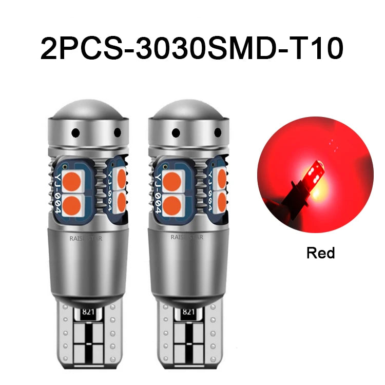 NLpearl 2Pcs W5W T10 LED CANBUS No Error 194 LED Signal Light 3030 10SMD Car Interior Side Light Marker Parking Bulb Auto Bulbs