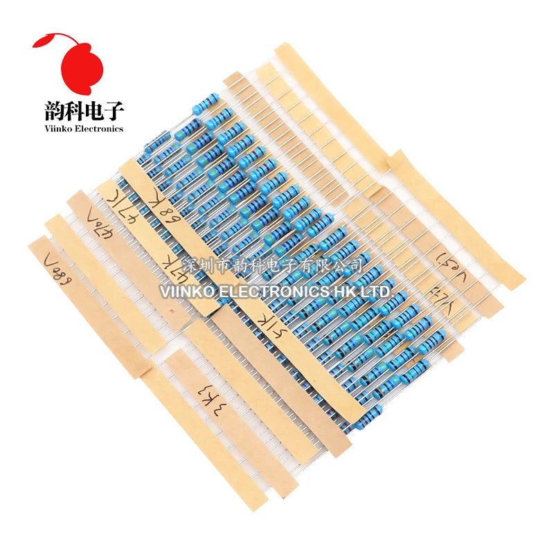 300PCS 1/4W 1/2W 1W 1% Metal Film Resistor Assortment Kit 10