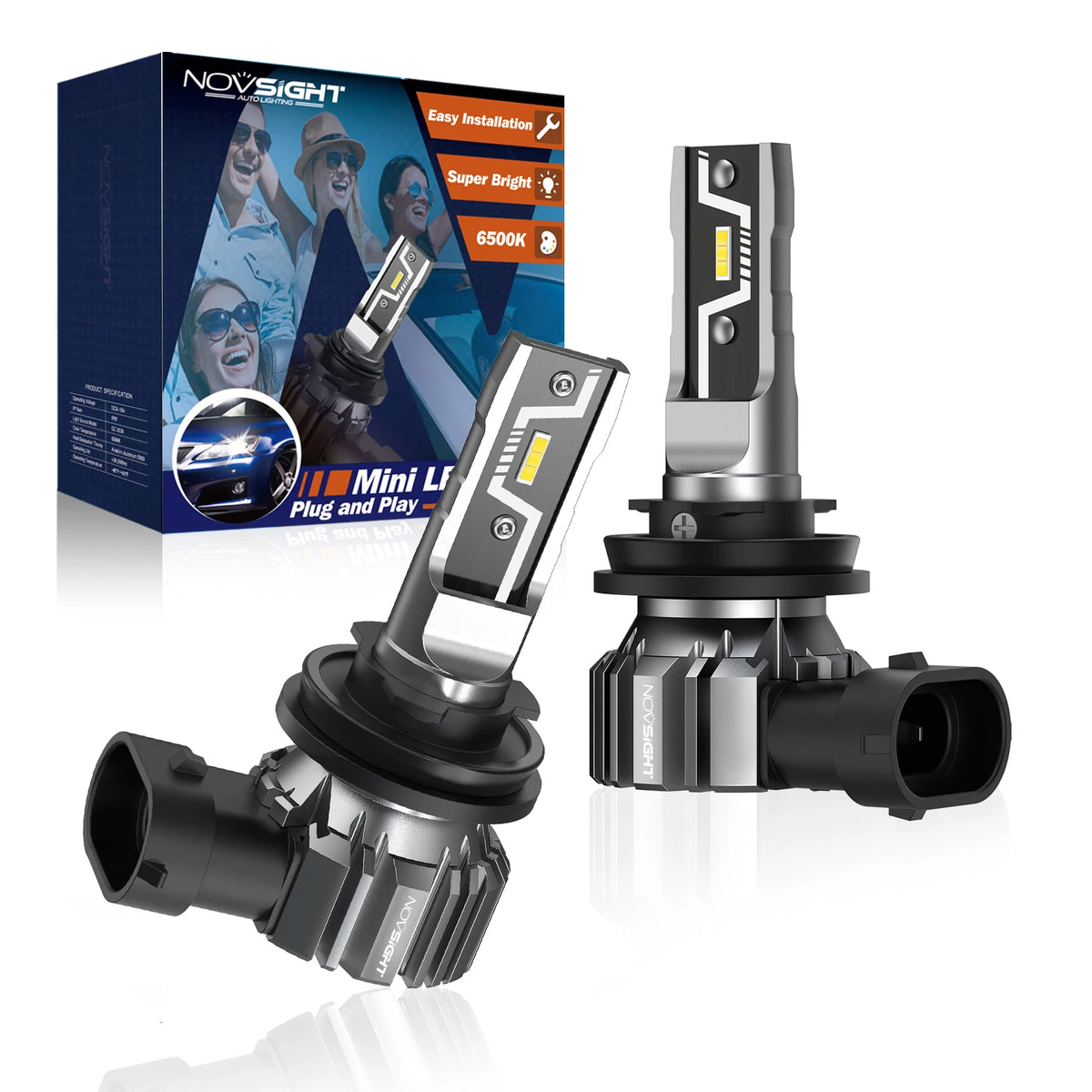 NOVSIGHT H11 LED Headlight Bulb H7 H4 H8 H9 H1 9005 HB3 9006