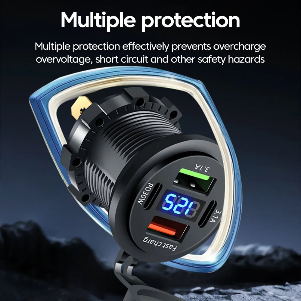 Elough Dual PD30W Dual QC 3.0 USB Car Charger Type C Fast Ch