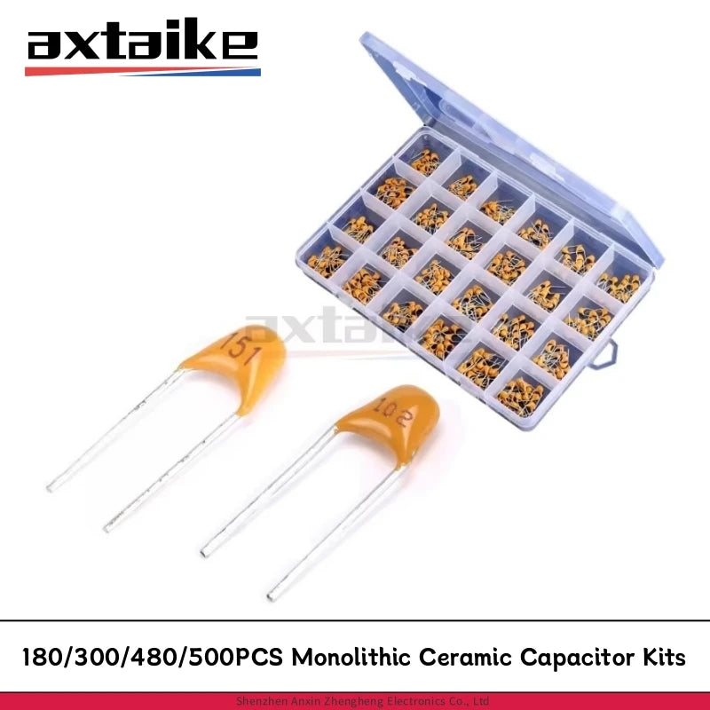 180/300/480/500PCS Monolithic Ceramic Capacitor Kits 10pF - 