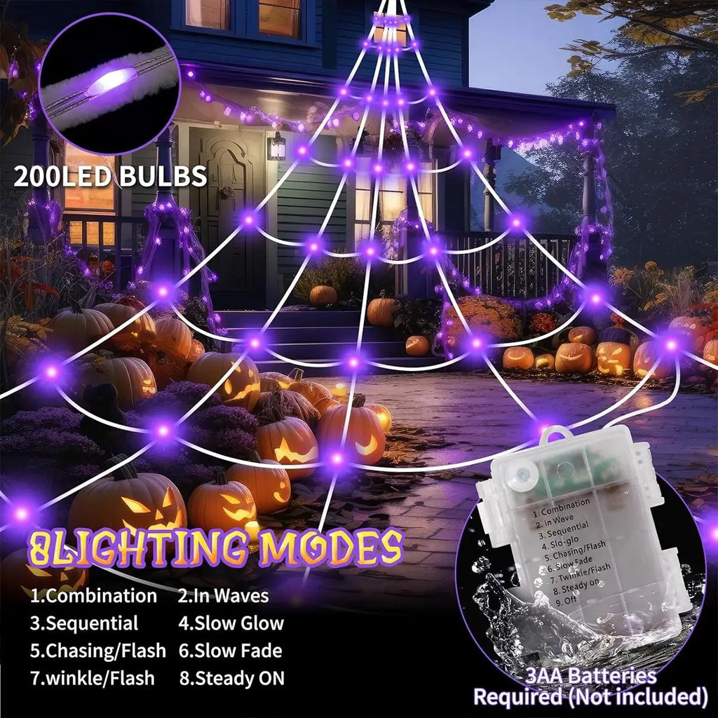1 Set Halloween Spider Web Decorative Lights Giant Spider We