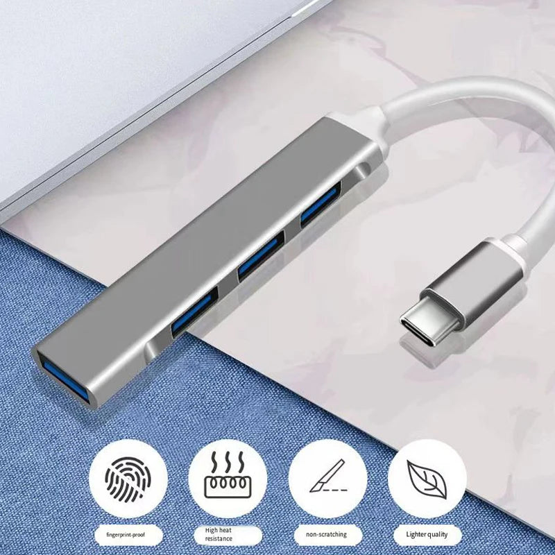 USB-A 3.0/2.0 Hub To Type C 5Gbps High Speed Transfer Data O