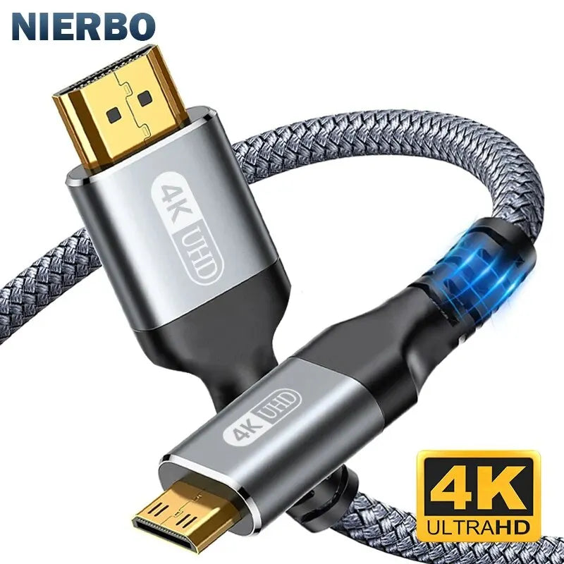 NIERBO Mini HDMI to HDMI Cable HD 4K 60Hz High-Speed Braided
