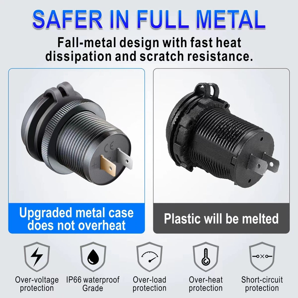 Super Charger Type C Fast Charging socket 12V/24V 60W Dual U