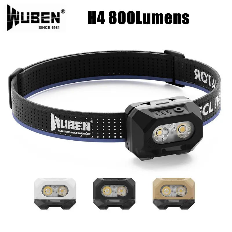 WUBEN H4 Headlamp 800Lumens Waterproof Headlight With Red Li