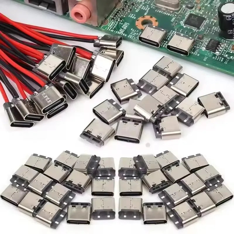 Bare Board Type-C Female Chassis Waterproof 2P Solder Wire U