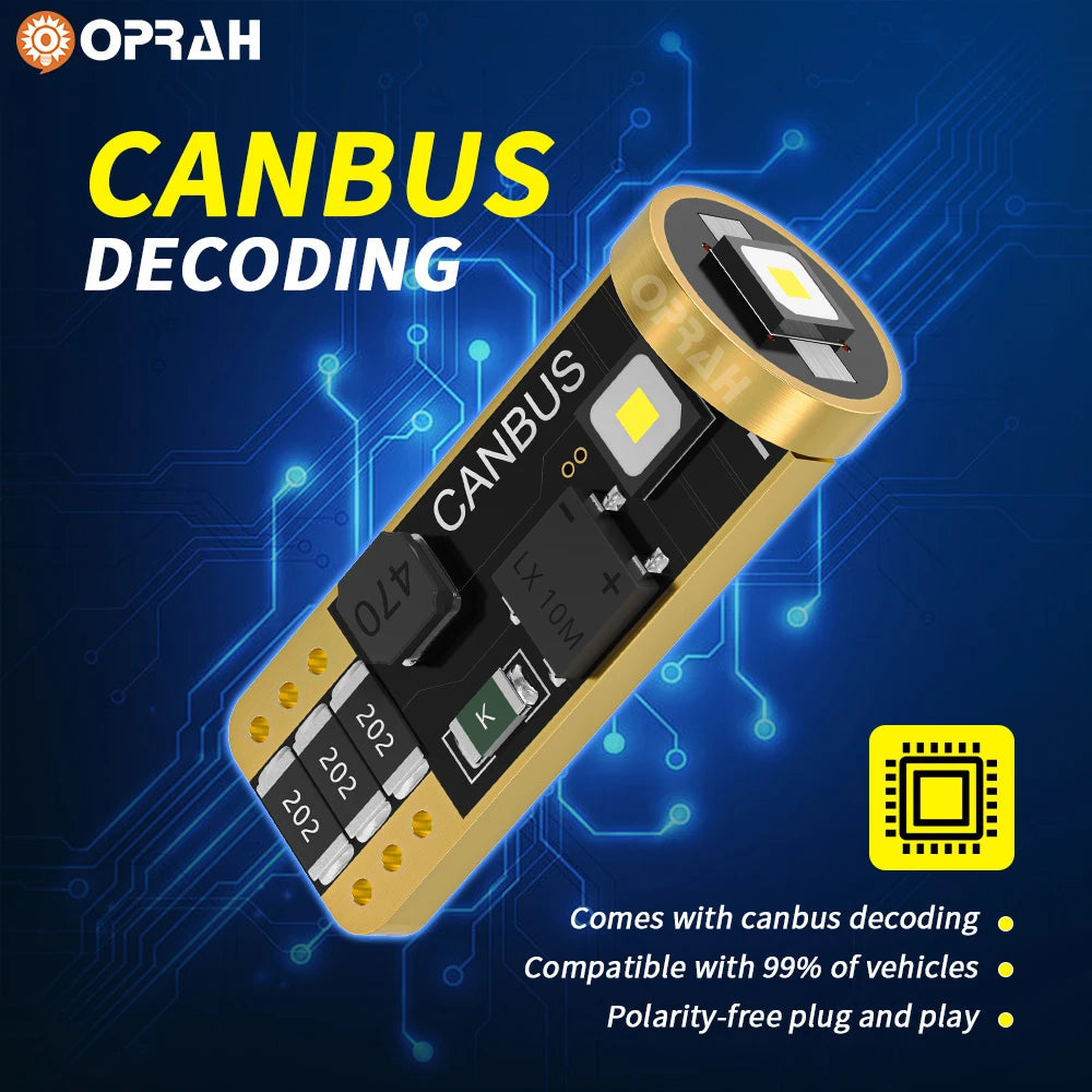 Oprah 2pcs LED T10 W5W Canbus Car Lights No Error Interior L