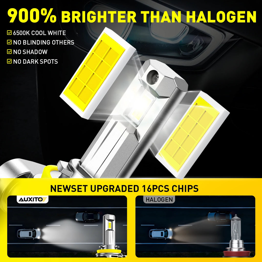 AUXITO 2Pcs 30000LM H11 H8 LED Headlight Bulbs 6500K White T