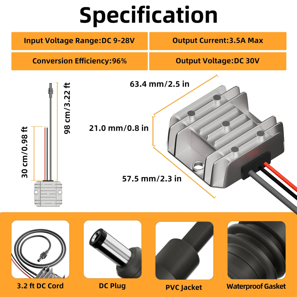 Starlink Mini 12V Adapter Starlink Mini Power Supply 12/24V Step Up To 30V 3.5A Power Converter 9-28V Input Conversion Kit