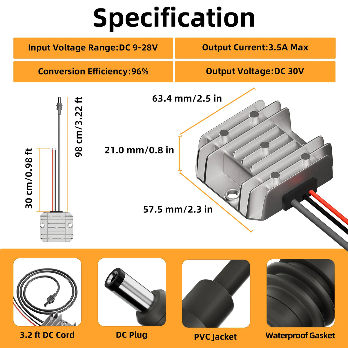 Starlink Mini 12V Adapter Starlink Mini Power Supply 12/24V Step Up To 30V 3.5A Power Converter 9-28V Input Conversion Kit