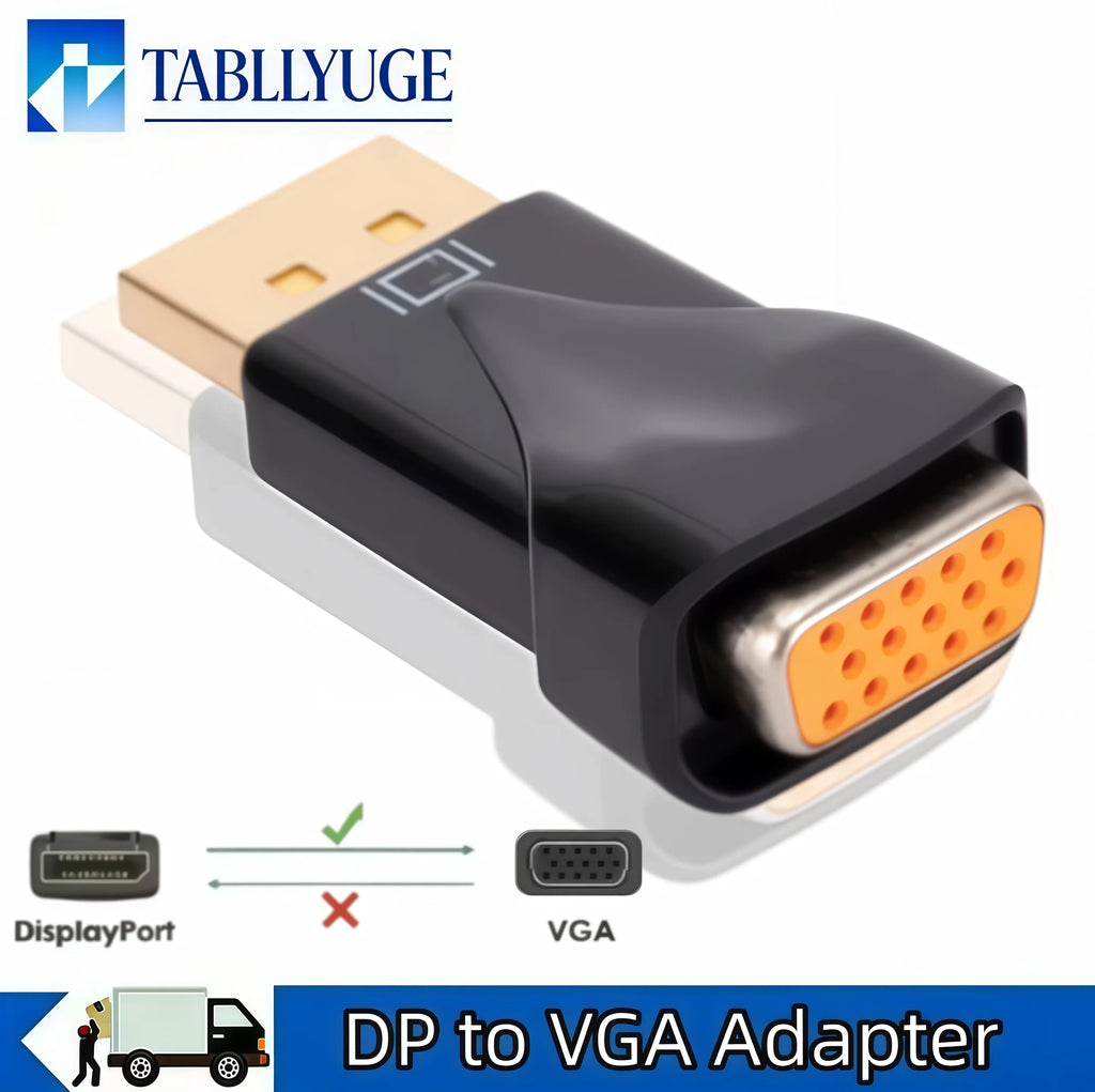 DP to VGA Adapter 1080P DisplayPort Male to VGA Female Gold-