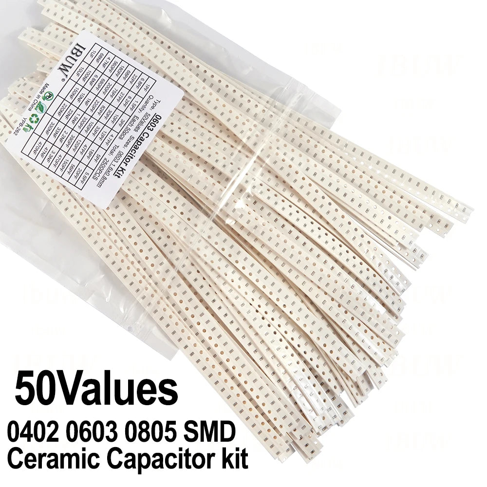2500pcs 0402 0603 0805 SMD Ceramic Capacitor Assorted Kit 50