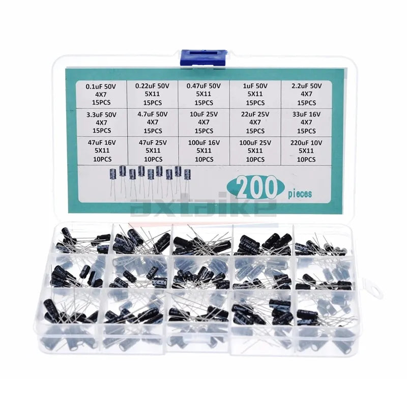 120/200/500Pcs 16V 25V 50V 0.1uF - 1000uF Aluminum Electroly