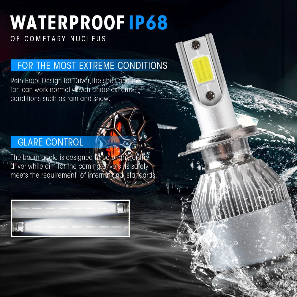 2Pcs C6 LED Headlight Bulbs H4/H7/H11/H1/H3 COB Car LED Head