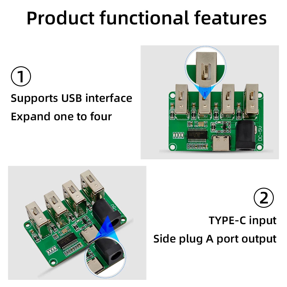 DC 5V 1 to 4 port PH2.0 Interface One To Four USB 2.0 Hub Mo