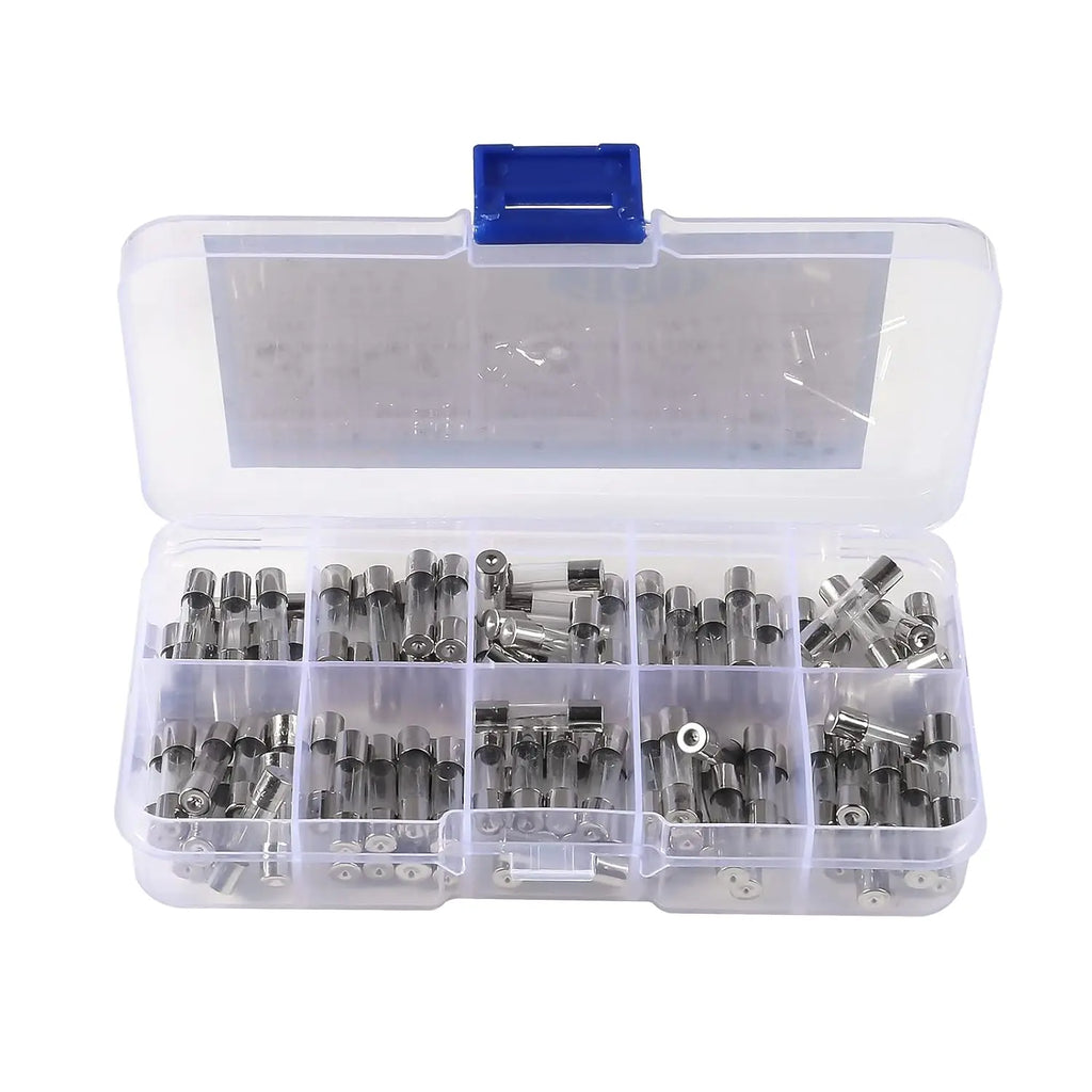 100pcs Fast-Blow Glass Fuses Assorted Kit 10Values Amp 5x20mm 250V 0.2 0.5 1 2 3 5 8 10 15 20A Quick Blow Tube Fuses Replacement