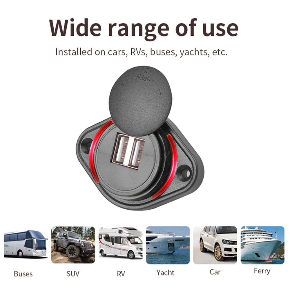Dual USB Charger 12-24V 3.1A Car Charger Power Socket Adapte