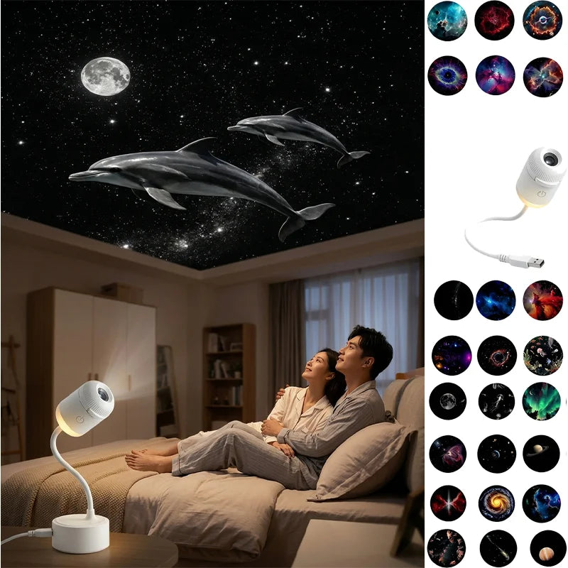 2026 Mini Star Projector Decor for Bedroom 2 in 1 Galaxy Shi