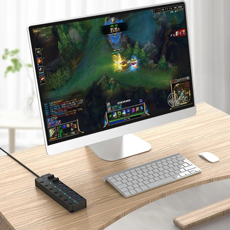 USB 3.0 Hub with 4 or 7 Ports Independent Switch Control Sui
