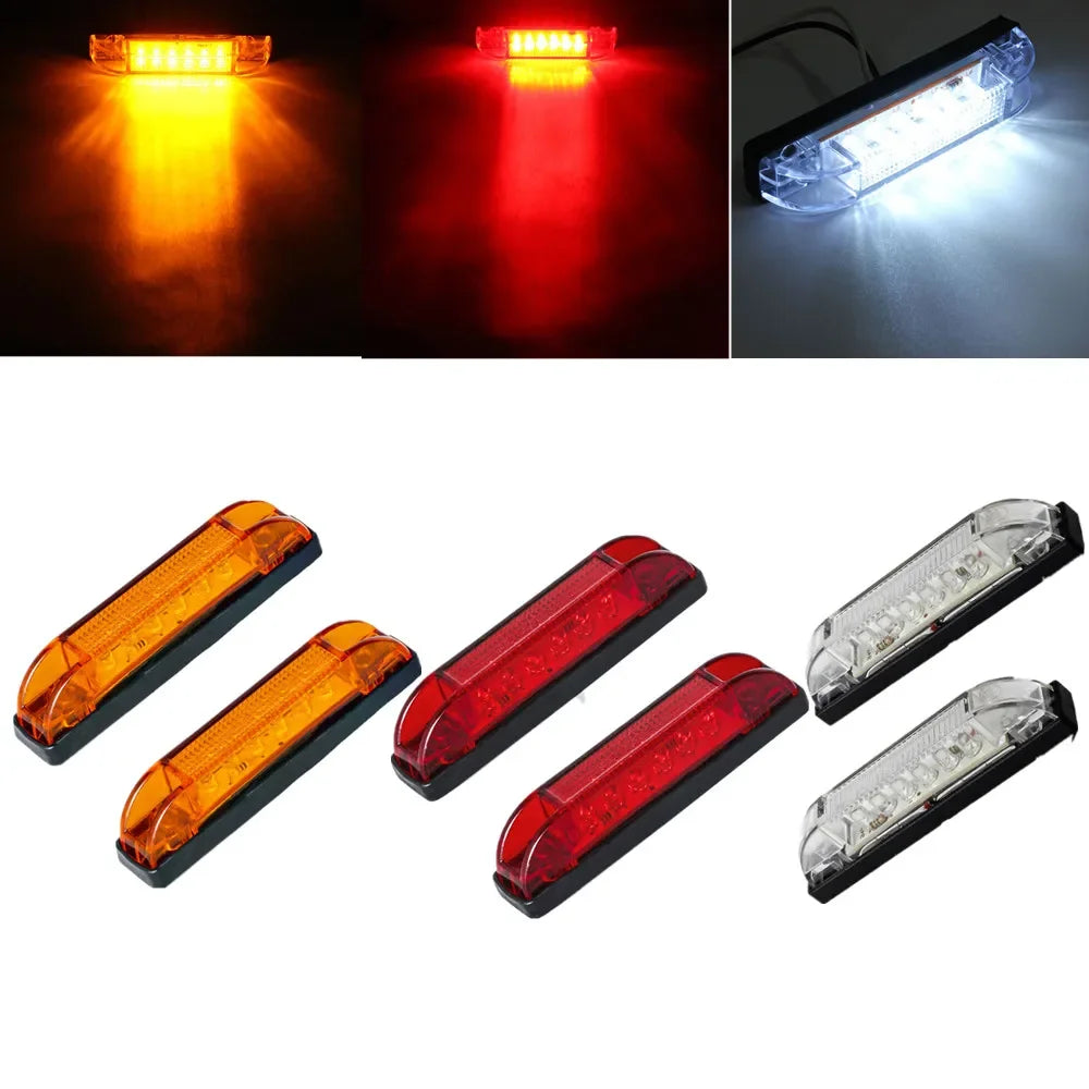 2PCS 6 Led Marker Clearance Light strip Bar Car Interior Ext