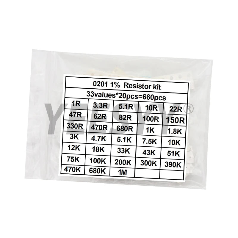 660pcs 0603 0805 1206 0402 0201 1% SMD Chip Resistor Assorte