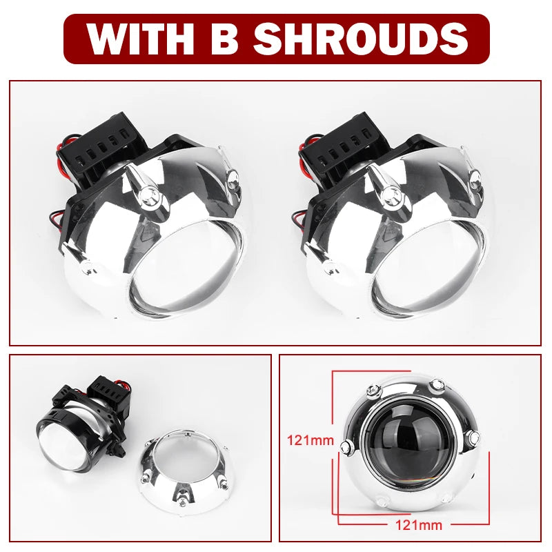 3.0inch Hella Bi Led Lenses 90W Spotlights Car Headlight Bulb Hi Lo Beam Single Reflector Upgrade Retrofit 12pcs LED Chips PTF