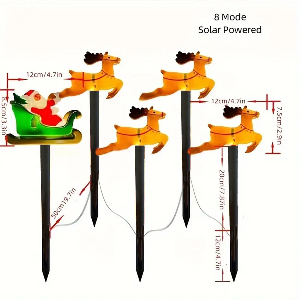 5Pcs/Set Solar Christmas Santa Claus&Deer Pathway Lights wit