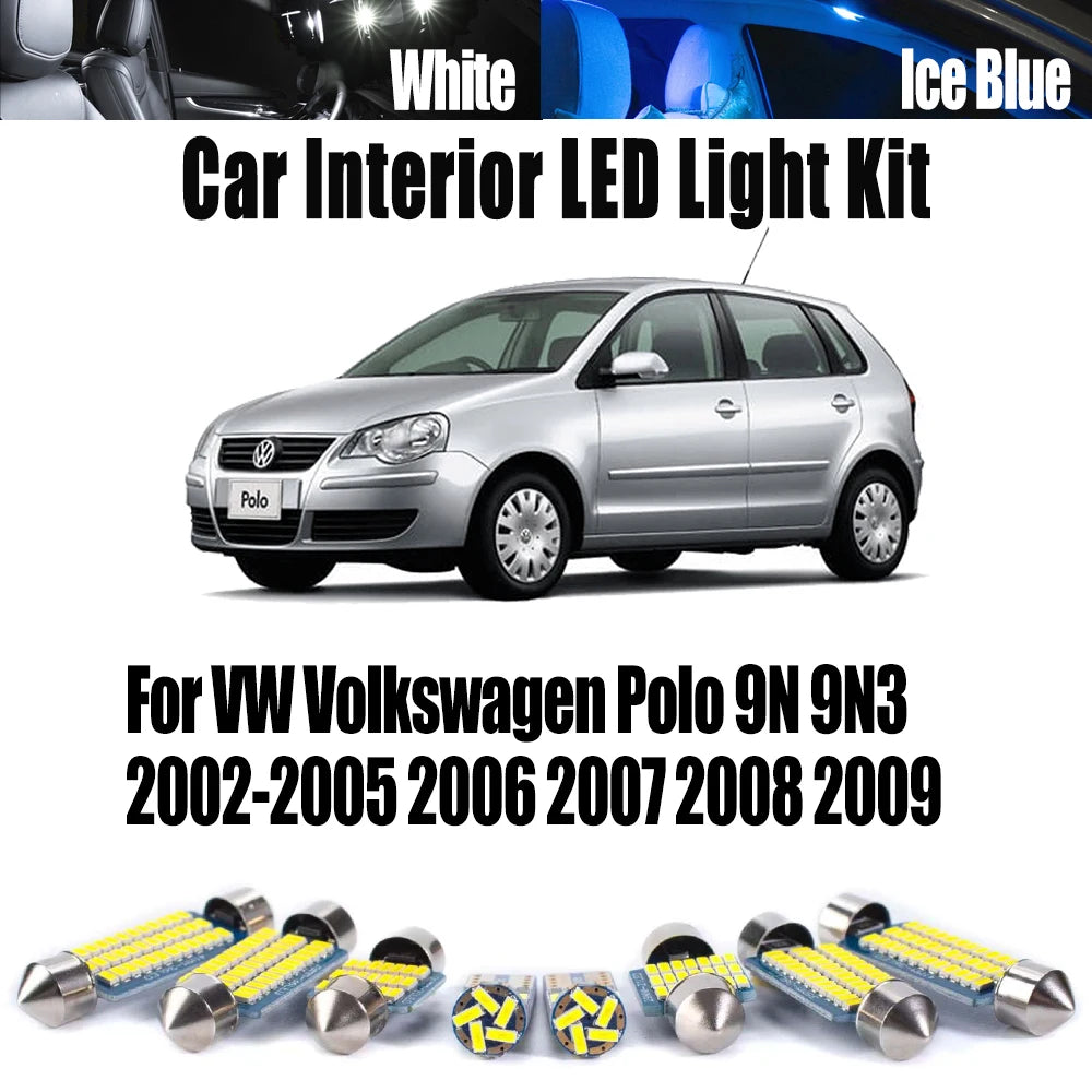 10-Piece LED Interior Light Kit for VW 2002-2005 - Canbus Error-Free Interior Bulbs