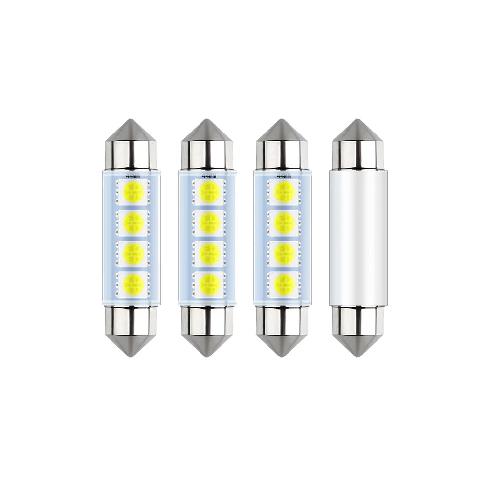 4pcs 44MM 1.76 In Car Rigid Loop Festoon Led Bulb Extremely Bright 211-2 212-2 561 578 RL4410 Interior Reading Dome Lamps Cargo