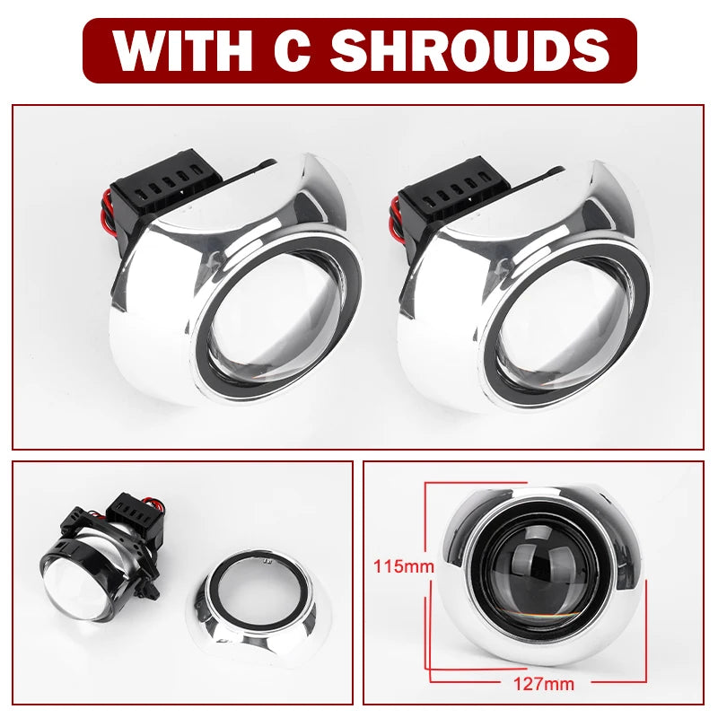 3.0inch Hella Bi Led Lenses 90W Spotlights Car Headlight Bulb Hi Lo Beam Single Reflector Upgrade Retrofit 12pcs LED Chips PTF