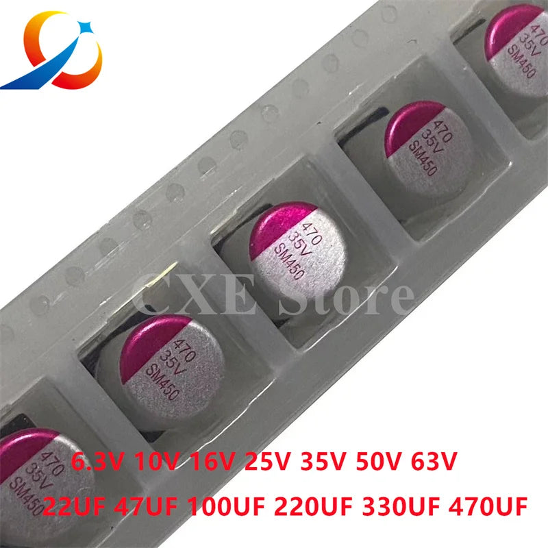 10PCS SMD Solid Capacitors 6.3V 10V 16V 25V 35V 50V 63V 10UF